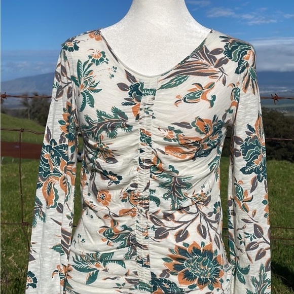 NWT FREE PEOPLE DREAMED OF YOU Long Sleeve TEE TEAL XS - Picture 3 of 7